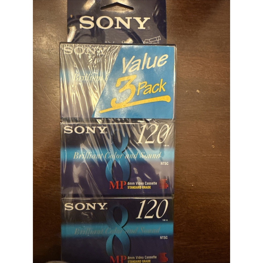 Sony‎ MP 8mm Video Cassette Standard Grade 120 3 cassettes